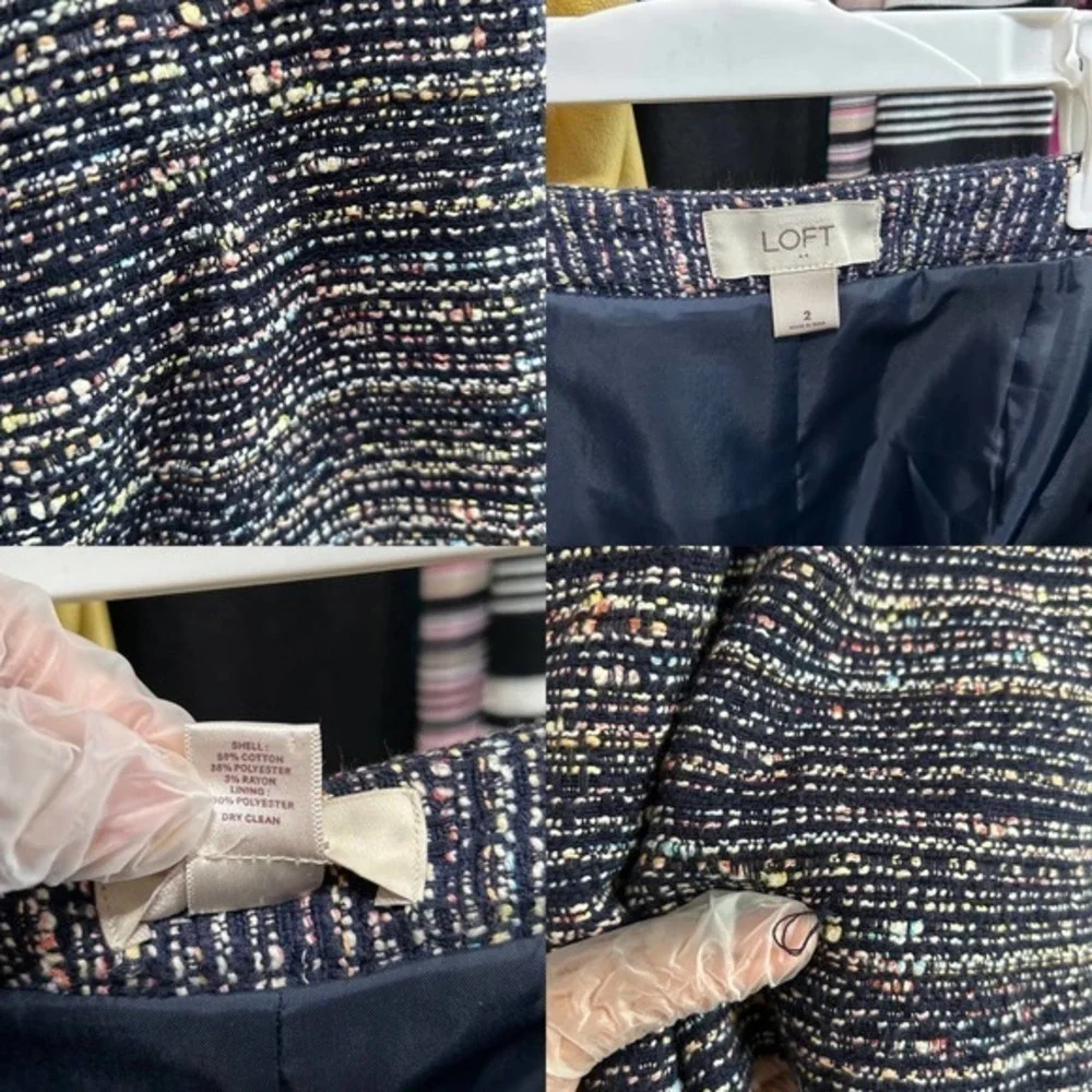 Loft Multicolor Textured Tweed Career Pencil Skirt Size 2 - 